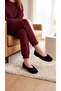 Women's Black Rabbit Fur Bowknot Casual Ballerinas 1 cm Byndtav01 - 2