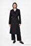 Shirt Collar Belted Black Trench Coat 13751 - 2