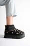 Women's Black Embroidered 5cm Thick Sole Casual Winter Boots - 3