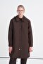 Hooded Pocket-Covered Short Brown Coat 13876 - 2