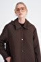 Hooded Pocket-Covered Short Brown Coat 13876 - 5