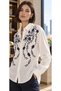100% Cotton White Shirt with Floral Embroidery Detail - Classic and Modern Fit - 3