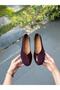 Burgundy Suede Patent Leather Women's Daily Ballerinas - 2
