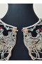 Velvet Embroidered Lace Collar with Beads and Tassel Details - 5