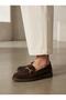 Brown Suede Leather Buckle Women's Casual Shoes