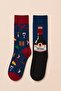 Wine Themed Patterned Unisex Socks - – Asymmetrical Wine Design 🍷
