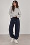 1051 Women's 3-Thread Fleece Inside, Lace-Up Waist, Elastic Cuffs, Sweatpants, Navy Blue