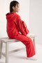 Girl's Hooded and Lace-Edged Embroidered Loose-Fit Double-Pocket Red Tracksuit Set - 6