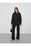 Women's Black Slit Detailed Modal Fabric Oversized Hijab Tunic Long Sleeve Sweatshirt - 6
