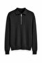 Kelso - Black - Cotton Zippered Polo Collar - Men's Sweater - 2