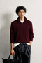 Orlo - Burgundy - Cotton Half-Zip - High-Neck Men's Sweater - 2