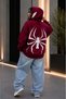 Women's Plus Size Oversize Hooded Spider Print Sweatshirt – Casual Comfortable Streetwear Hoodie
