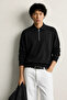 Kelso - Black - Cotton Zippered Polo Collar - Men's Sweater - 5