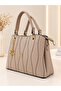 Mother / Women's / Geometric Stitched / Shoulder Bag / 3 Compartments / Back Pocket / Long Strap / Handbag - 4
