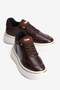 Women's Croco Sneaker with Suede Detail, Lace-Up, Thick Sole, Roko Brown - 3