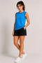 Contrast trim sleeveless tank top crew neck summer basic tank top - turquoise - 2
