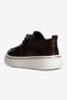 Women's Croco Sneaker with Lace-Up Gold Stripe Detail in Zuri Brown - 4