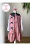 Girl's Glittery Winter Gilet Dress with Ribbon and Collar Decoration, Soft Sweater with Gift