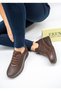 5517 Eren Shoes&Bag Genuine Leather Rubber Detailed Wedge Heeled Women's Casual Shoes Real Leather Brown - 2