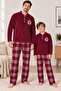 Father and Son Combination Long-Sleeved Button-Down Collar Fleece Winter Pajamas Set (the Price Is for One Set) - 2
