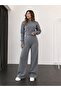 Finger-Looped Crop Sweater Long Pants Knitwear Two-Piece Set