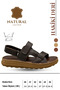 Genuine Leather Men's Sandals - Soft Thick Soled Genuine Leather Men's Sandals K Şır Kahve - 5