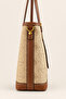 Authentic Logo Detailed Casual Medium Size Shopper Women's Shoulder Bag Khaki - 7