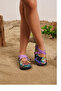 5405 Ocean Pattern Cross Sabo Slippers - 5