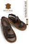 Genuine Leather Men's Sandals - Soft Thick Soled Genuine Leather Men's Sandals K Şır Kahve - 2