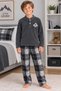 Father and Son Combination Gray Color Long Sleeve Fleece Winter Pajamas Set (the Price Is for One Set) - 4