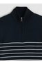 Vizyon New Season Stand Collar Striped Men's Knitwear Sweater - 6