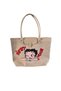 Hande Dizayn Valentine's Mother's Day Beige Large Size Betty Boo Patterned Dog Patterned Shoulder Bag with Strap - 3