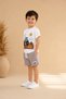Boy's White Printed Tractor T-Shirt Shorts Set Summer Casual Model - 3