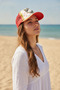 Sailor Themed Anchor and Star Pattern Red and White Mesh Summer Hat - 2