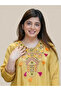 Mustard Yellow French Silk Embroidered Peplum Palazzo Set - RMD9324 | Mustard Yellow-Size:2XL-44-Inches - 5
