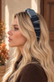 Women's Floral Fabric Crown |   Polka Dot and Denim Fabric Crown Handmade Large Floral Hair Accessory Polka Dot Crown - 2