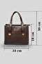 Women's Bag - Quality Women's Bag with Three Compartments, Shoulder Strap and Hand Grip, Brown - 3