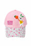 Children's Pink Rabbit and Carrot Detailed Floral Visor Hat
