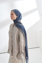 Organic Touch Viscose Blend Patterned Shawl - Indigo - Mink - 2