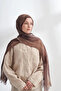 Organic Touch Viscose Blend Patterned Shawl - Marsala - Ecru