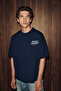 Kyren men's organic cotton front and back printed round neck navy blue t-shirt - 3