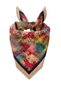 Beige Multicolor Ethnic Vintage Patterned Women's - Twill Silk Textured - Multi-Purpose Square Bandana Scarf - 2