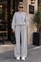 Women's Two-Thread Crew Neck Oversize Sweatshirt Wide-Leg Sweatpants Two-Piece Set - 2