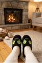 Black Frog Plush Eyed Design Soft Sole House Slippers