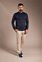 Men's Navy Blue Half Fisherman Knitwear Sweater - 4