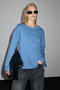Basil flare women's organic cotton long sleeve indigo blouse - 4