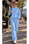 Women's Two-Thread Crew Neck Oversize Sweatshirt Wide-Leg Sweatpants Two-Piece Set - 4