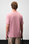 Stone Men's Round Neck Front Printed Pink T-Shirt - 5