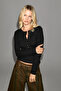 Vora Women's Front Button Round Neck Long Sleeve Black Blouse - 2