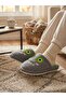 Gray Frog Plush Eyed Design Soft Sole House Slippers - 3